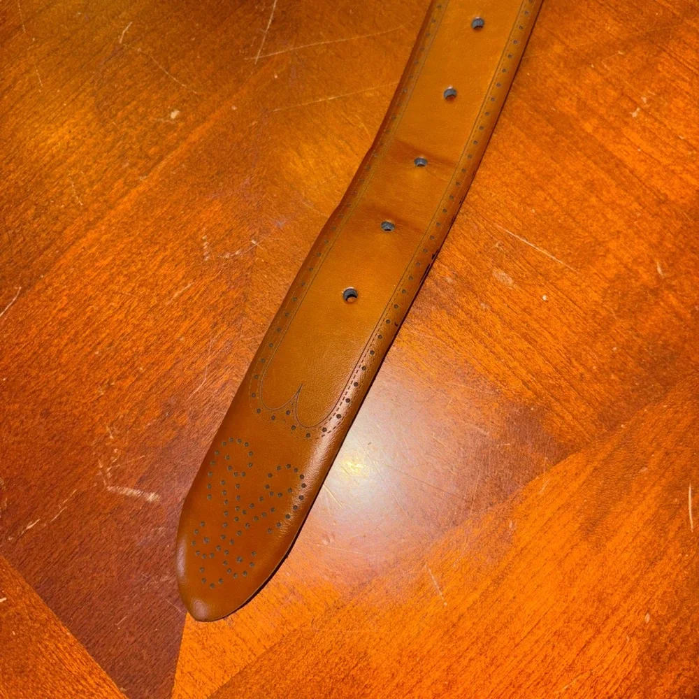 Mens Brown Genuine‎ Leather Belt 34 Waist Size Dress Casual Italian Made